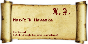 Mazák Havaska névjegykártya